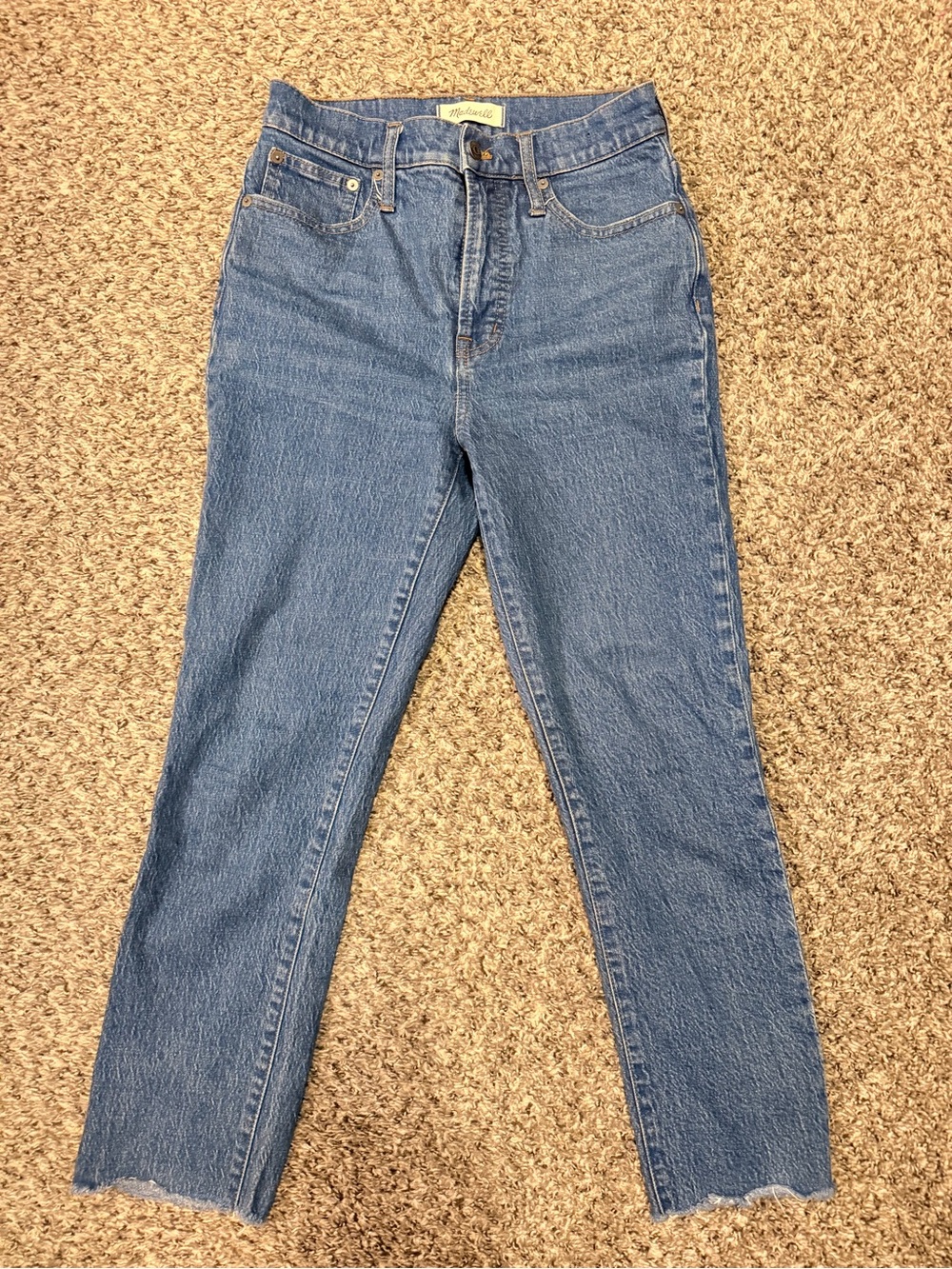 Madewell Medium Blue High-Rise Straight Leg Jeans